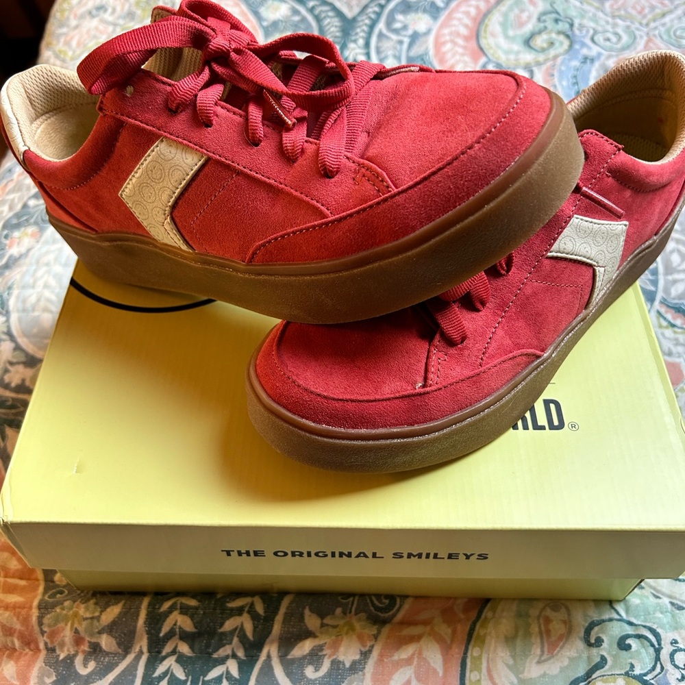Dr. Scholl's Red and Brown Athletic Shoes with Retro Design